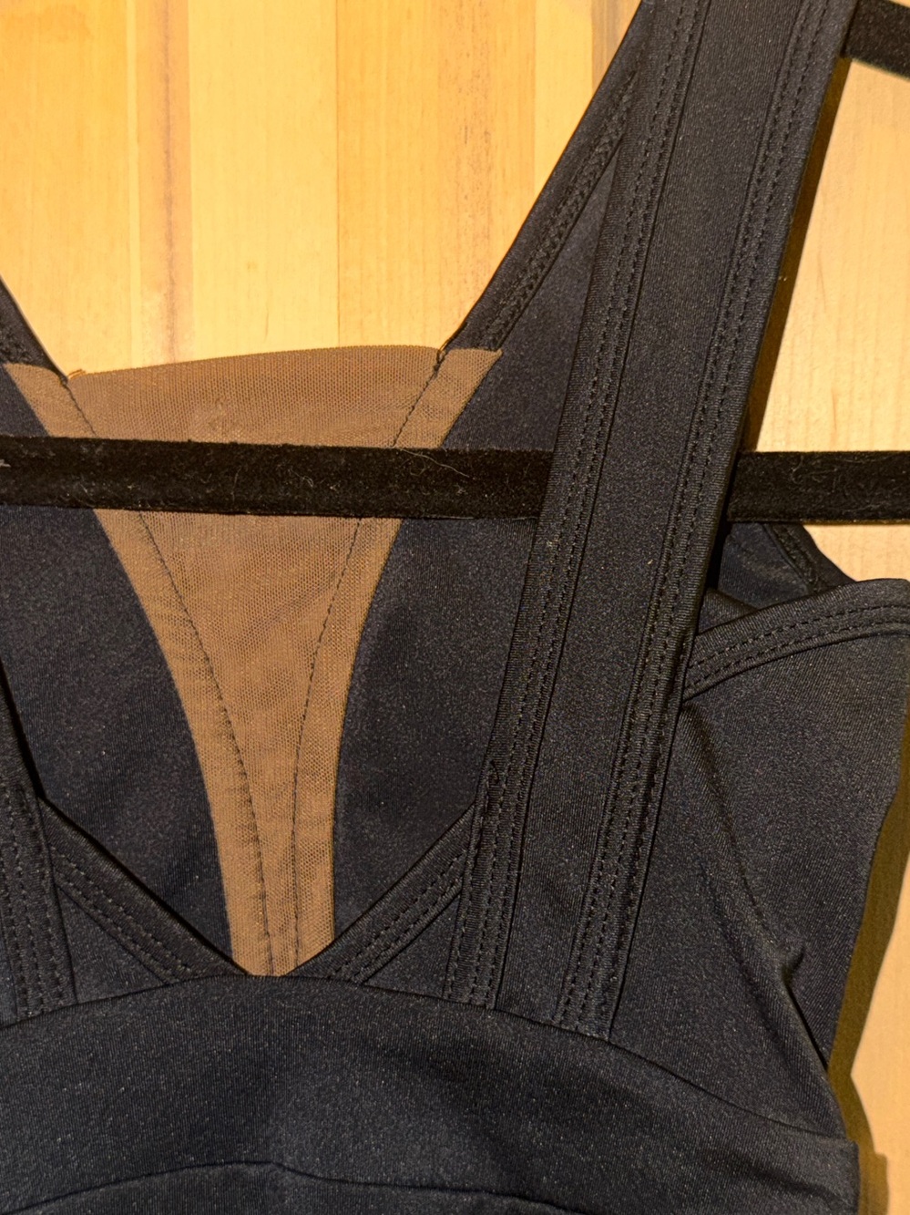 Tiger Friday child Large Girls Black One-Piece Leotard with Sheer V-Neck - Picture 4 of 9